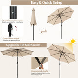 3M Patio Umbrella 8 Ribs with Tilt Mechanism and Crank Handle and Vented Top-Beige