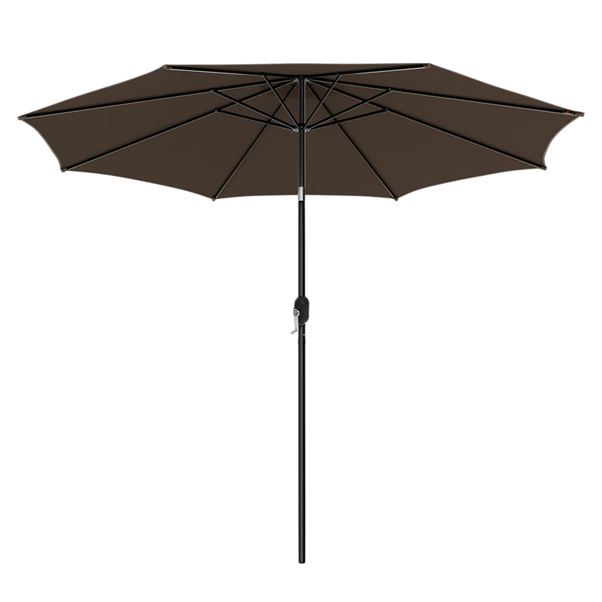 300cm Patio Umbrella with Push Button Tilt Crank Handle and 8 Sturdy Ribs-Brown