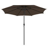 300cm Patio Umbrella with Push Button Tilt Crank Handle and 8 Sturdy Ribs-Brown