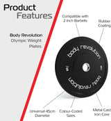 Body Revolution Olympic Bumper Plates Black 5 kg Pair