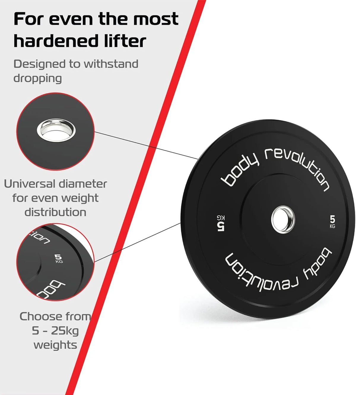 Body Revolution Olympic Bumper Plates Black 5 kg Pair