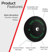 Body Revolution Olympic Bumper Plates Black 10 kg Pair