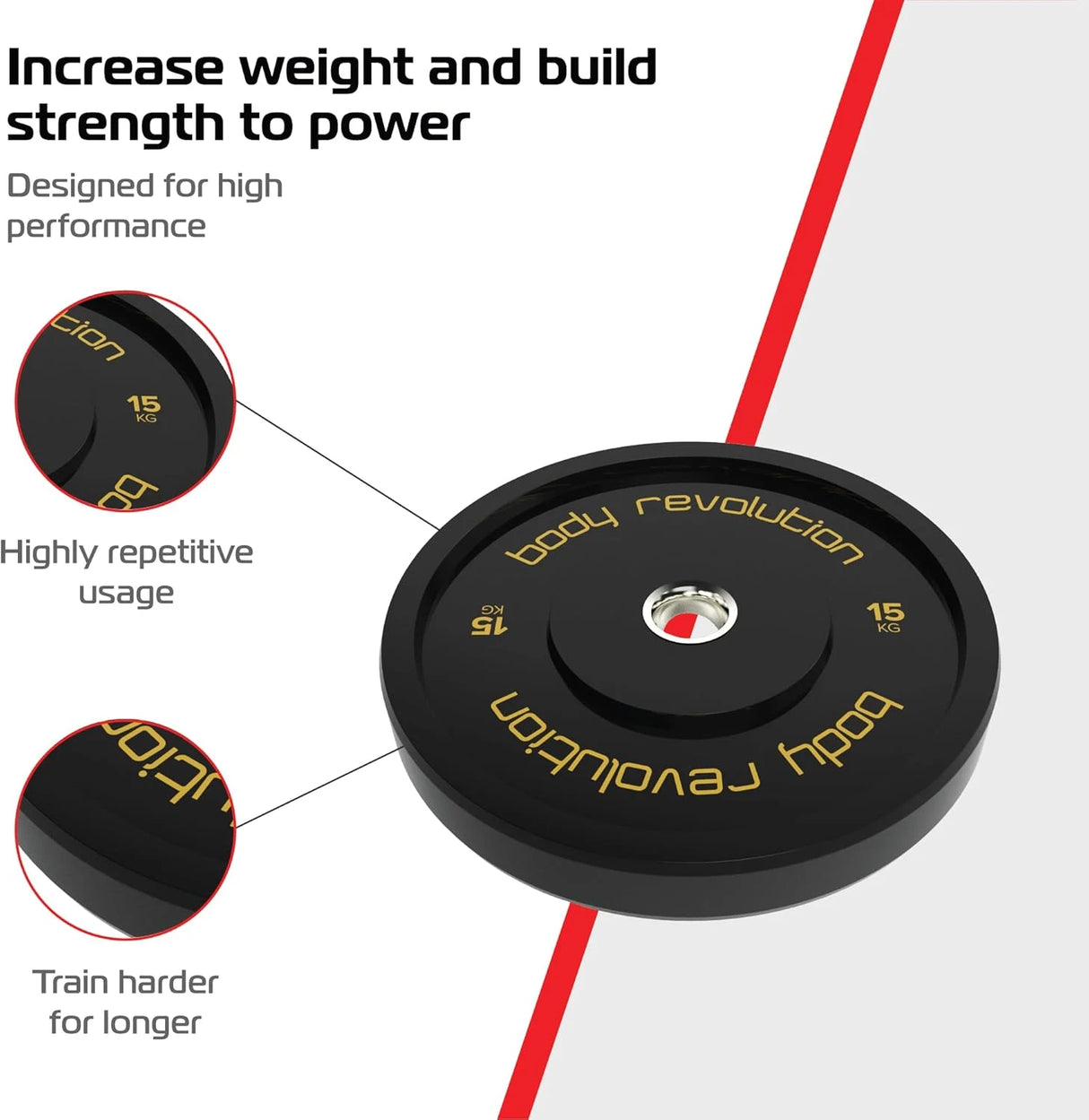 Body Revolution Olympic Bumper Plates Black 15 kg Pair