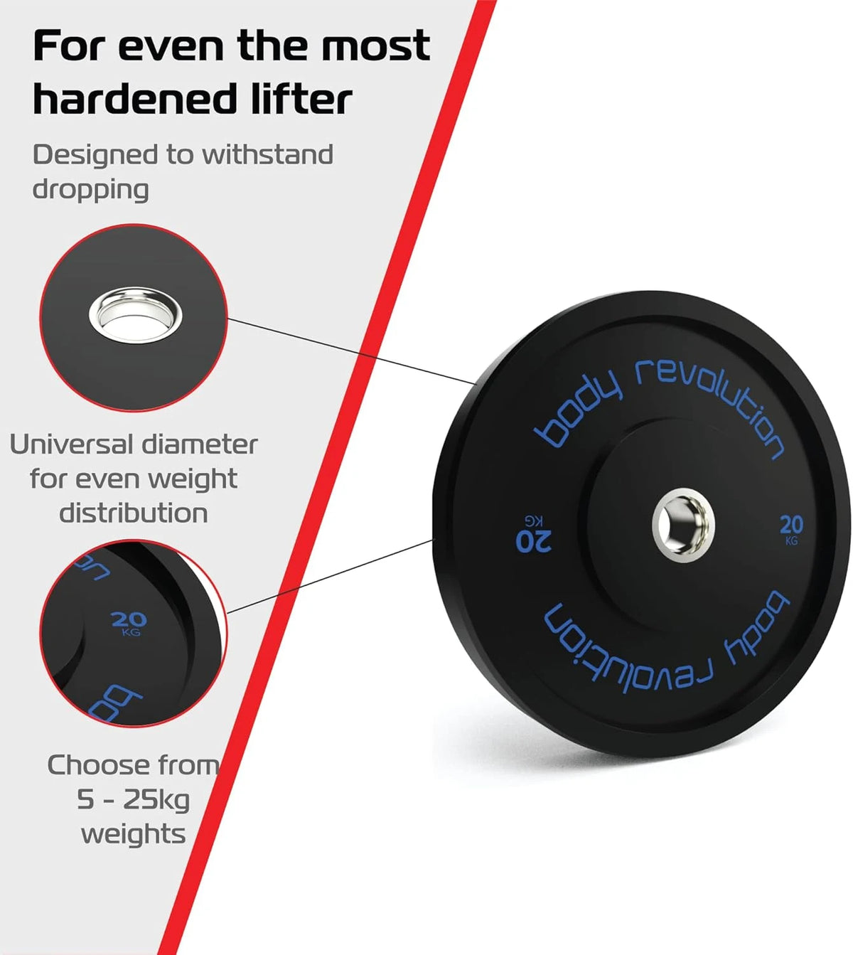 Body Revolution Olympic Bumper Plates Black 20 kg Pair