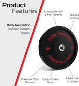 Body Revolution Olympic Bumper Plates Black 25 kg Pair