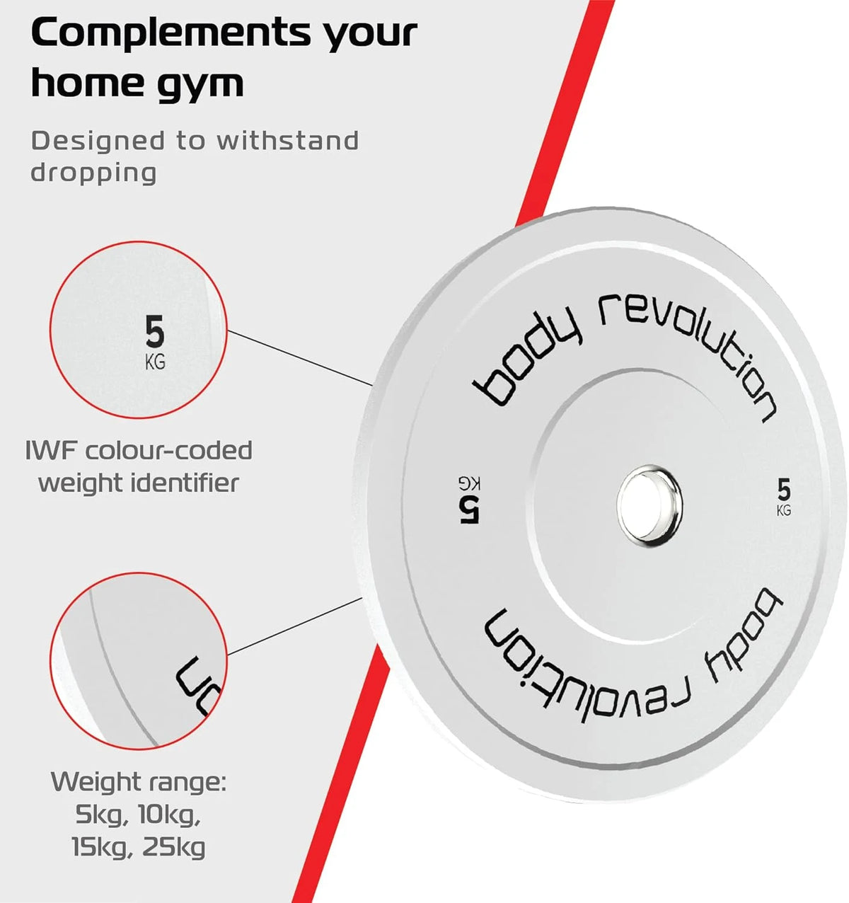 Body Revolution Olympic Bumper Plates Colour 5kg pair