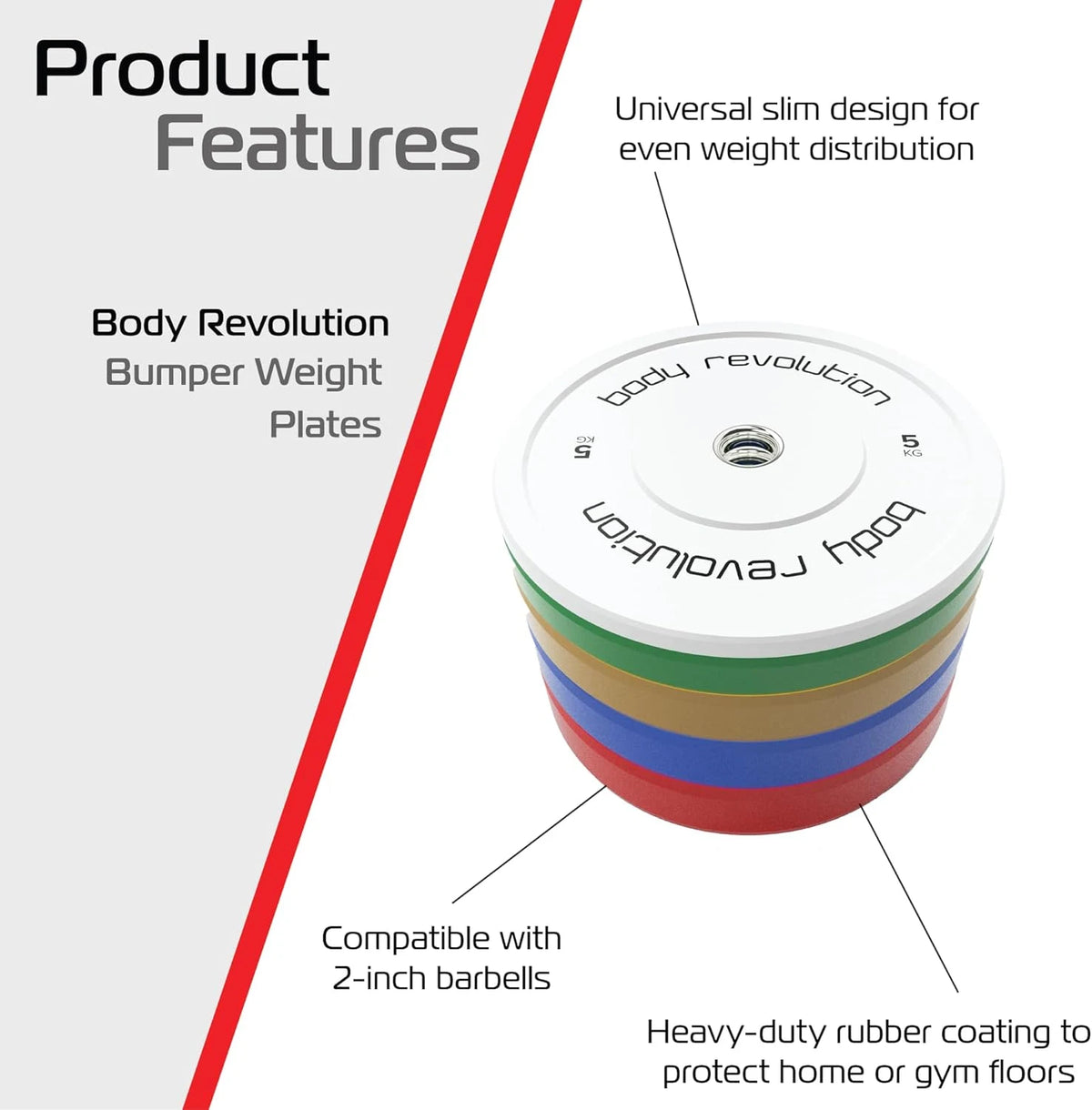 Body Revolution Olympic Bumper Plates Colour 20kg pair