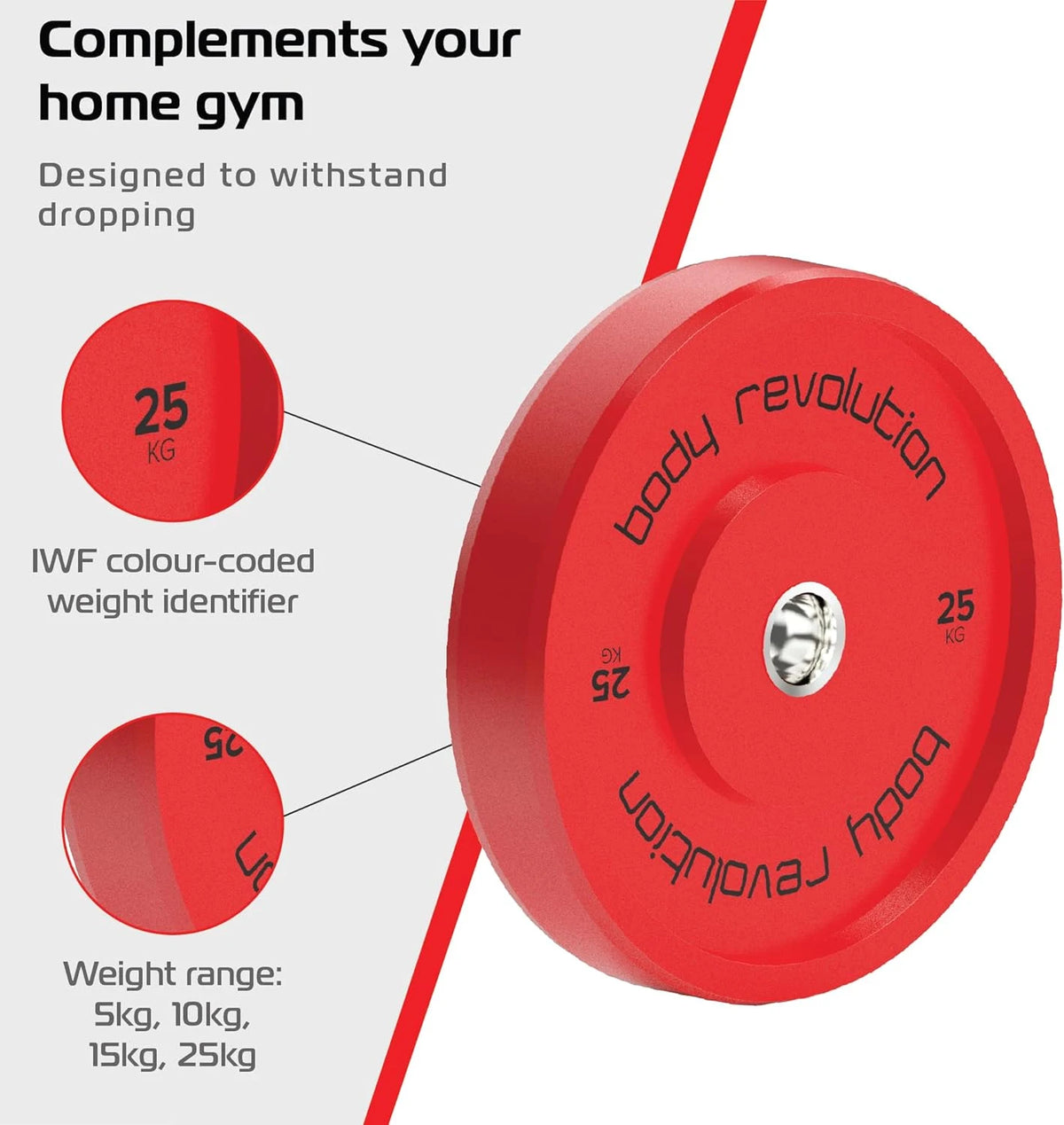Body Revolution Olympic Bumper Plates Colour 25kg pair