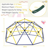 10FT Kids Climbing Dome with Swing Outdoor Jungle Gym Climber-Yellow