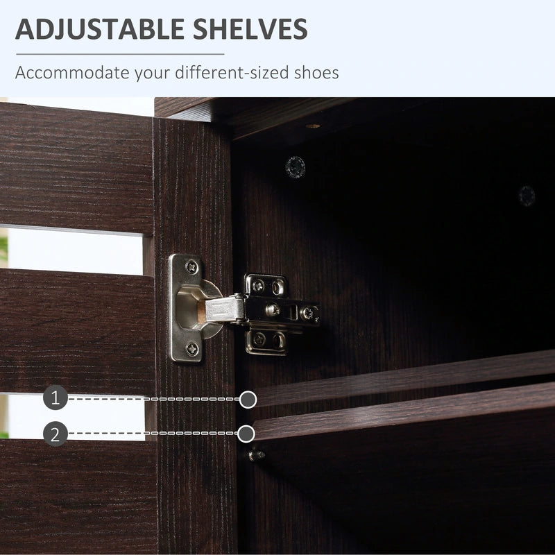 HOMCOM 5-Tier Narrow Shoe Cabinet with Adjustable Shelves - Dark Brown