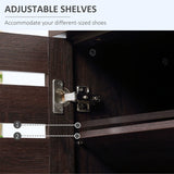 HOMCOM 5-Tier Narrow Shoe Cabinet with Adjustable Shelves - Dark Brown