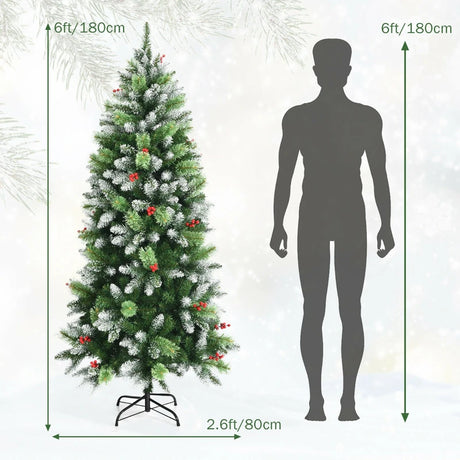 Snow Sprayed Christmas Tree for Holiday Festival Decoration-6'