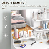 HOMCOM Dressing Table and Stool Set, with Storage - White