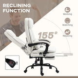 Vinsetto Office Chair, Ergonomic Desk Chair with 6-Point Vibration Massage and Lumbar Heating, Computer Chair with Lumbar Support Pillow, 155 Reclining Back and Footrest, Cream White