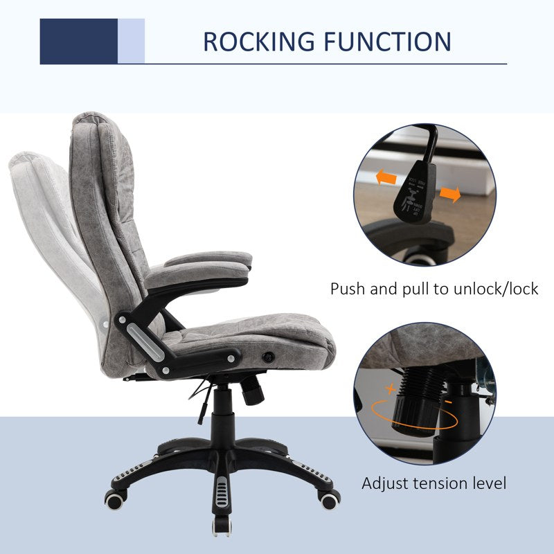 Vinsetto Ergonomic Office Chair Comfortable Desk Chair with Armrests Adjustable Height Reclining and Tilt Function Grey