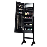 Mirrored Jewelry Cabinet Armoire Organizer w/ LED lights-Black