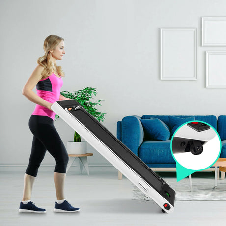 1-12Kph Folding Electric Treadmill with Bluetooth Capability-White