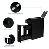 Freestanding  Slim Bathroom Storage Cabinet with Slide-out Drawers for Small/ Narrow Bathroom-Black
