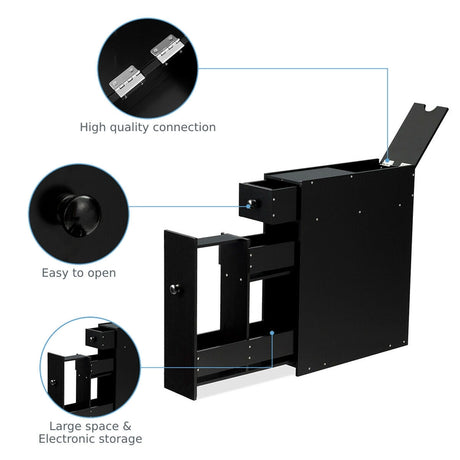Freestanding  Slim Bathroom Storage Cabinet with Slide-out Drawers for Small/ Narrow Bathroom-Black