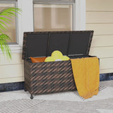 85 Gallon Outdoor Storage Box with Removable Liner and Universal Wheels-Brown
