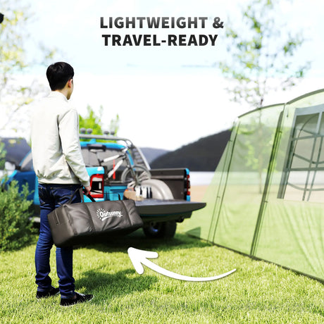 Outsunny 4 Man Tunnel Tent, Family Camping Tent with Porch, Bedroom and Living Area, Sewn in Groundsheet, 3000mm Waterproof, Portable with Bag for Hiking, Festival, Backpacking, Green