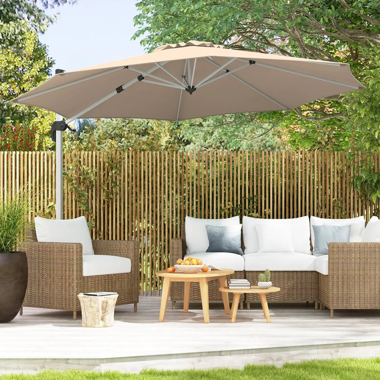 325 cm Outdoor Patio Umbrella with 360 Rotation-Beige