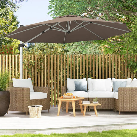 325 cm Outdoor Patio Umbrella with 360 Rotation-Brown