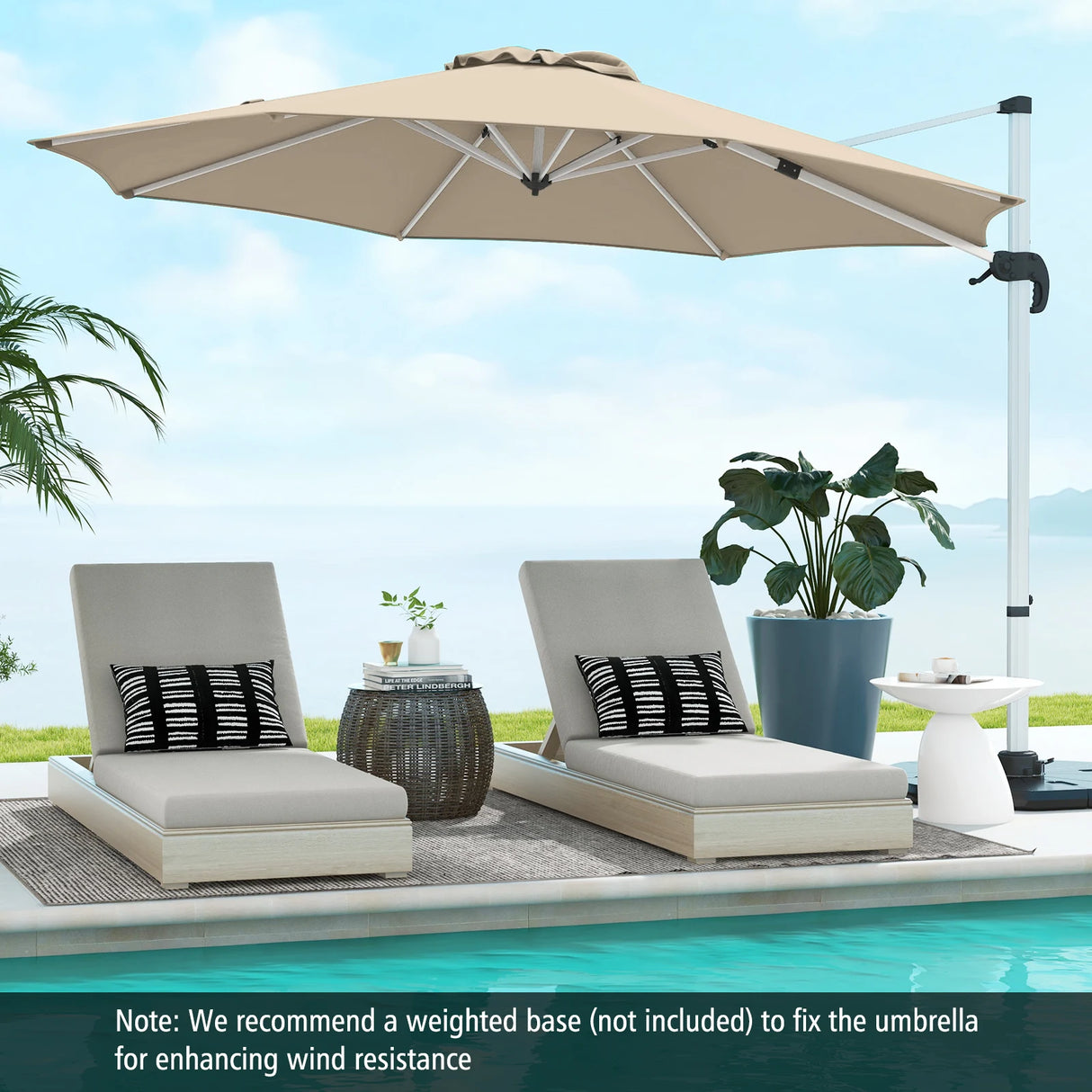325 cm Outdoor Patio Umbrella with 360 Rotation-Beige