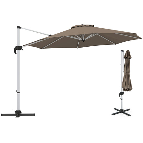 325 cm Outdoor Patio Umbrella with 360 Rotation-Brown