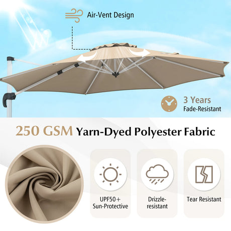 325 cm Outdoor Patio Umbrella with 360 Rotation-Beige