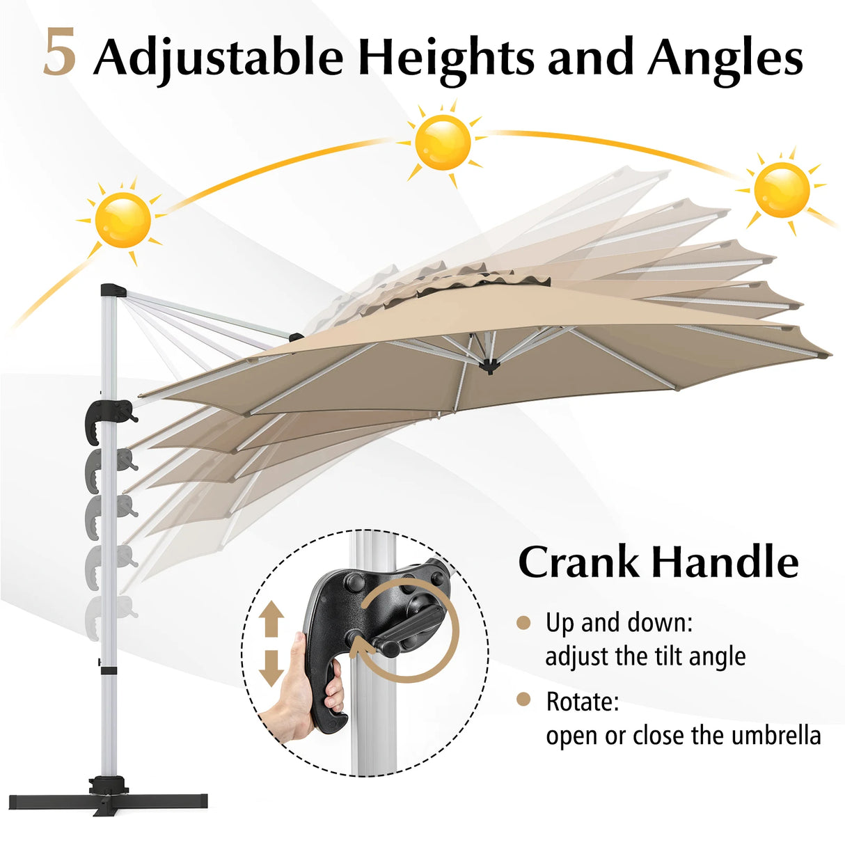 325 cm Outdoor Patio Umbrella with 360 Rotation-Beige