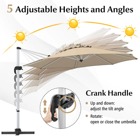 325 cm Outdoor Patio Umbrella with 360 Rotation-Beige