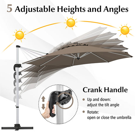 325 cm Outdoor Patio Umbrella with 360 Rotation-Brown