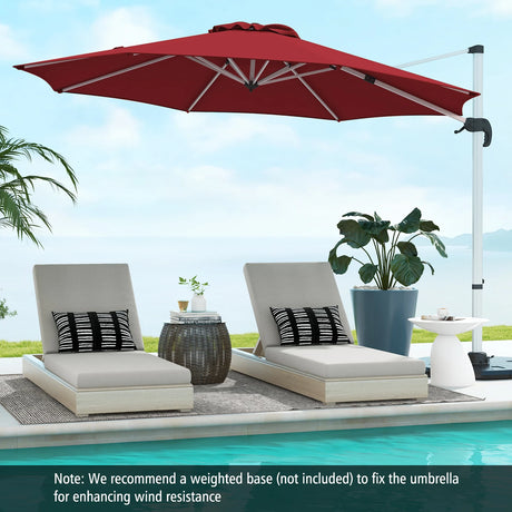 325 cm Outdoor Patio Umbrella with 360 Rotation-Red