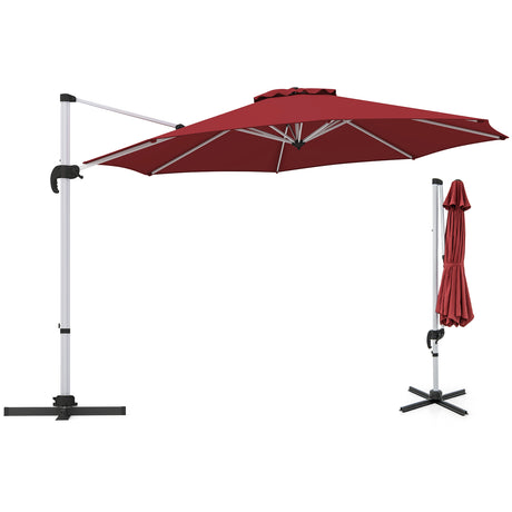 325 cm Outdoor Patio Umbrella with 360 Rotation-Red