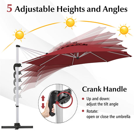 325 cm Outdoor Patio Umbrella with 360 Rotation-Red