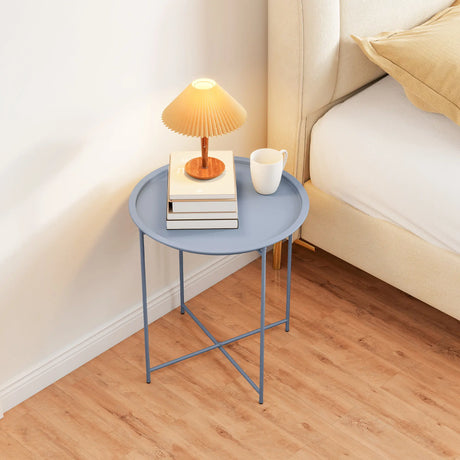 Outsunny Steel Removable Tray Top Garden Table - Blue Grey