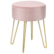 Velvet Modern Round Footstool Ottoman Makeup Dressing Chair-Pink