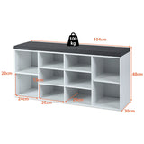 10-Cube Organizer  Entryway Padded Shoe Storage Bench-White
