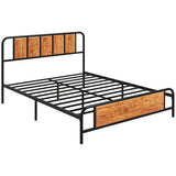 HOMCOM 5.2ft King Bed Frame with Industrial Wood Headboard, Steel Slat Support and 31cm Underbed Storage Space, 160 x 207cm, Rustic Brown