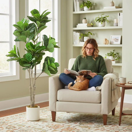 HOMCOM 180cm Artificial Fiddle Leaf Fig Tree - Green