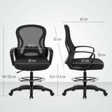 Vinsetto Drafting Chair with Adjustable Footrest, Ergonomic Mesh Office Chair with Lumbar Support, Adjustable Height for Standing Desk, Black