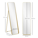 HOMCOM 40 x 160 cm Rectangular Full Length Mirror - Gold Tone