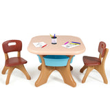 3 Sets of Table and Chairs 4 with Detachable Storage Boxes Design for Kids Coffee