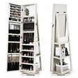 2-in-1 Lockable Jewelry Cabinet with Full Length Mirror