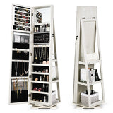 2-in-1 Lockable Jewelry Cabinet with Full Length Mirror