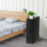 Freestanding  Slim Bathroom Storage Cabinet with Slide-out Drawers for Small/ Narrow Bathroom-Black