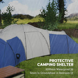 Outsunny 6-9 Man Tent with Bedrooms and Living Room, Accessories Included, Blue