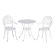 Outsunny 3PCs Garden Bistro Set Cast Aluminium Round Table with 2 Chairs for Outdoor Patio Balcony White