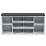 10-Cube Organizer  Entryway Padded Shoe Storage Bench-White